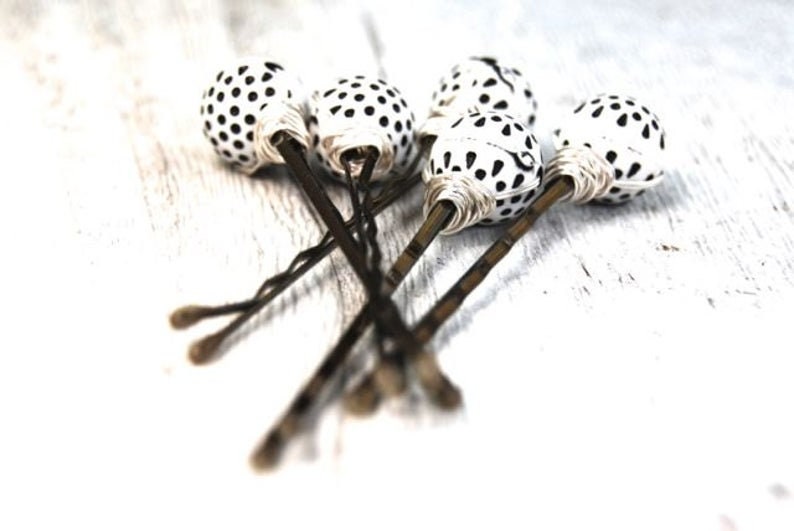 Polka Dot Bobby Pins Bobby Pins Black and White Hair Accessory Hair Pin