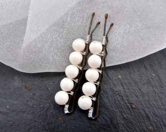 JASMINE Ivory Pearl Bobby Pins | Ivory Pearls | Wedding Hair Accessory | Bridal Pearls | Hair | Hair Jewellery | Prom Hair | Pearl Bobby Pin