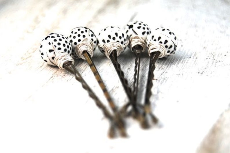 Polka Dot Bobby Pins Bobby Pins Black and White Hair Accessory Hair Pin