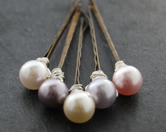 Pearl Bobby Pins | Purple pearl bobby pins | Hair accessory | Bridal hair pins | Wedding | Prom hair accessory | Swarovski Pearl bobby pins