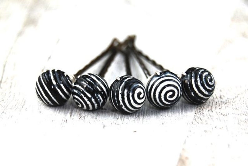 Bobby Pins Black and White Bobby Pins Vintage Lucite Bobby Pins Black