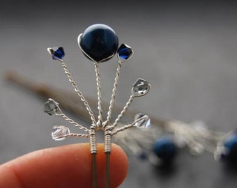 Bridal Hair Pins | Petrol Blue | Pearl Hair Pins | Swarovski Pearls | Hair Accessory | Wedding Hair Accessory | Prom Hair | Hair Jewellery