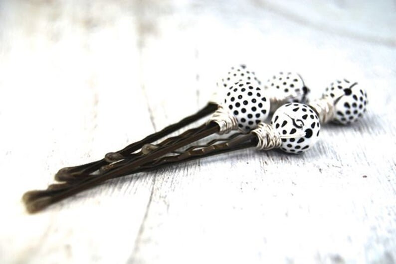 Polka Dot Bobby Pins Bobby Pins Black and White Hair Accessory Hair Pin