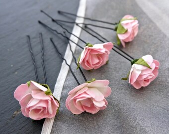 Pink Bridal Hair Pins | Hair Pins | Paper Rose Hair Pins | Bridal Hair | Hair Jewellery | Flower Hair Pins | Bridal Hair Accessory | Wedding