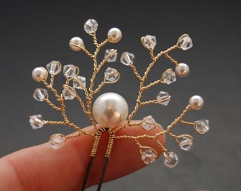 Bridal Hair Pin | Crystal Hair Pin | Swarovski Pearl Hair Pin | Hair Accessory | Wedding Hair Pins | Hair Jewellery | Prom Hair Pin