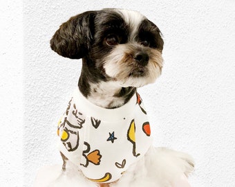 Organic Cotton Snowpuppyny Original Pattern Dog Short Shirt (Friends)