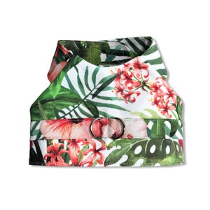 Topical Hawaii Watercolor floral Dog harness-premium hand made dog clothes.