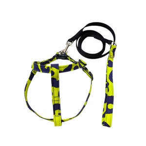 leopard Dog harness & leash set (yellowgreen)