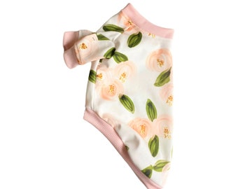 Organic cotton Coral Rosette puppy cotton shirts-small dog shirt-floral dog shirt-Premium handmade dog clothes