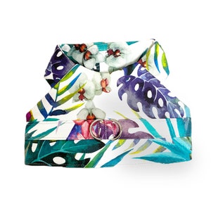 Dog Harness-Tropical Hawaii Orchid Flowers.