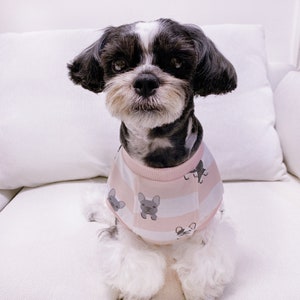 オーガニックコットンのピンクの子犬用カップスリーブシャツ。