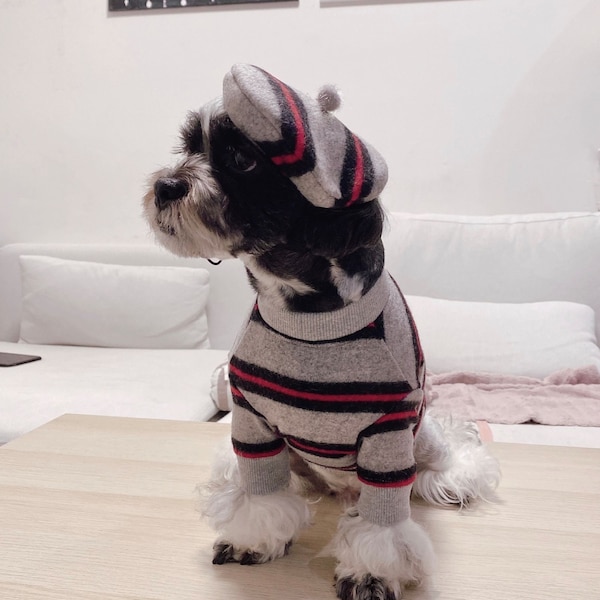 Dog Wool Knit Shirt. (Red striped). (Hat sold separately)