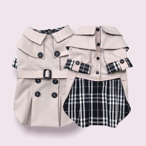 XS size Baby Pink Classic Dog Trench Coat.