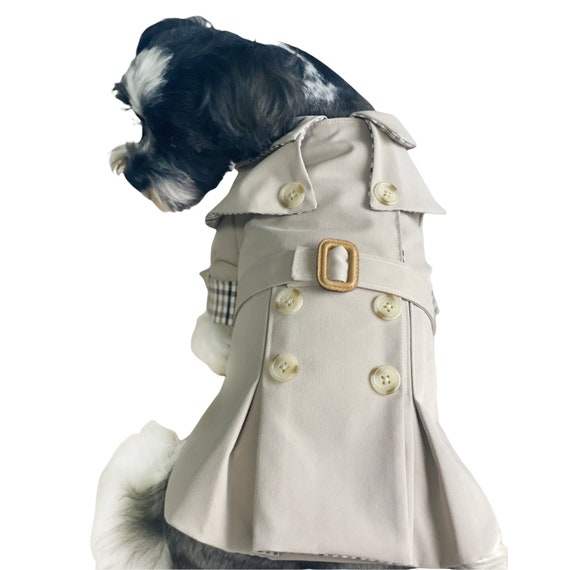 Brown Classic Trench Coat For Dog Small, Dog Trench Coat Costume
