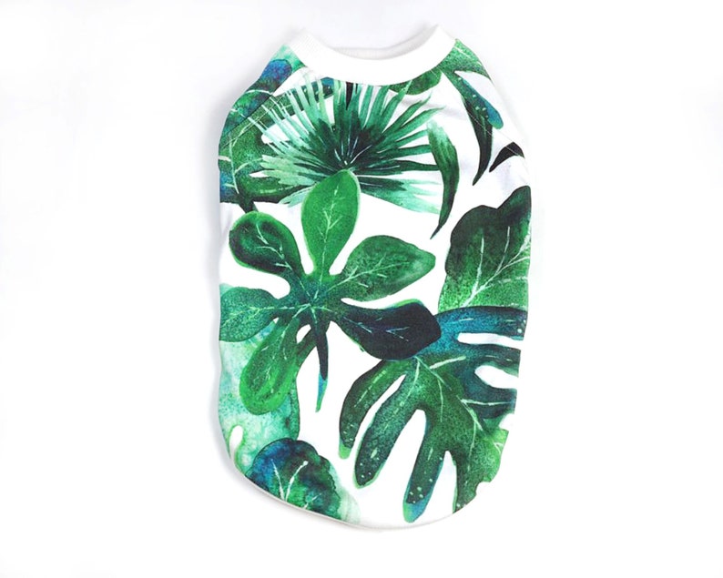 Tropical Green leaves dog shirts small dog shirt.