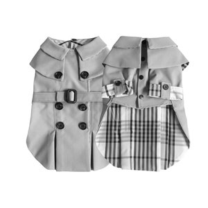 Gray Modern Classic Dog Trench Coat.