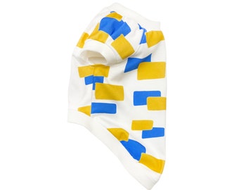 Organic Cotton Yellow and Blue Square Puppy Shirt.