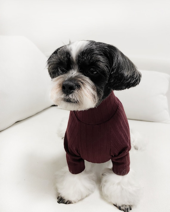 Rib Turtleneck Puppy Shirt. burgundy Etsy