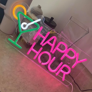Happy Hour Personalized Custom LED Neon Sign Room Decor Neon Bedroom Light Sign