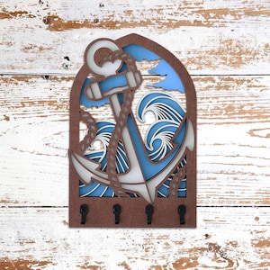 Traditional 3-Tier Cross Wooden Key Holder Hooks Organizer - Recycled Wood Wall-Mounted Key Hanger with Screws