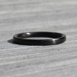 Minimalist Wedding Band, Carbon Fiber Ring for Women, Thin Ring, Slim Black Band, Black Ring, Stacking Ring