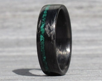 Malachite Carbon Fiber Ring, Hypoallergenic Anniversary Band