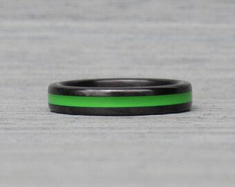 Neon Carbon Fiber Ring, Yellow Line Ring, Party Ring, Statement