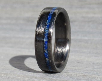 Lapis Lazuli Ring, Promise Ring For Him, Boyfriend Ring, Carbon Fiber Ring, Taurus Ring, Sagittarius Ring