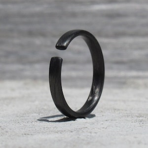 Carbon Fiber Ring, Industrial Ring, Minimalist Ring for Women, Black Ring, Stacking Ring, Missing Link Ring