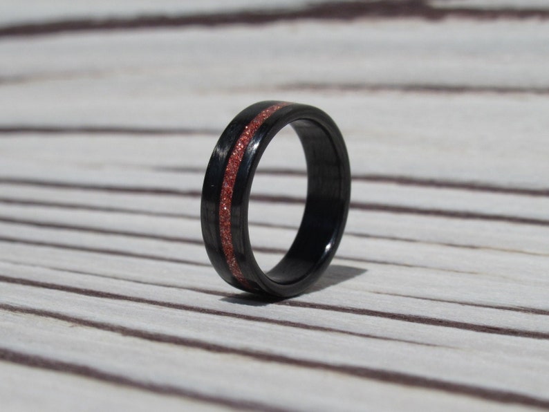 Carbon Fiber Ring Promise Ring Boyfriend Ring Orange Line Etsy