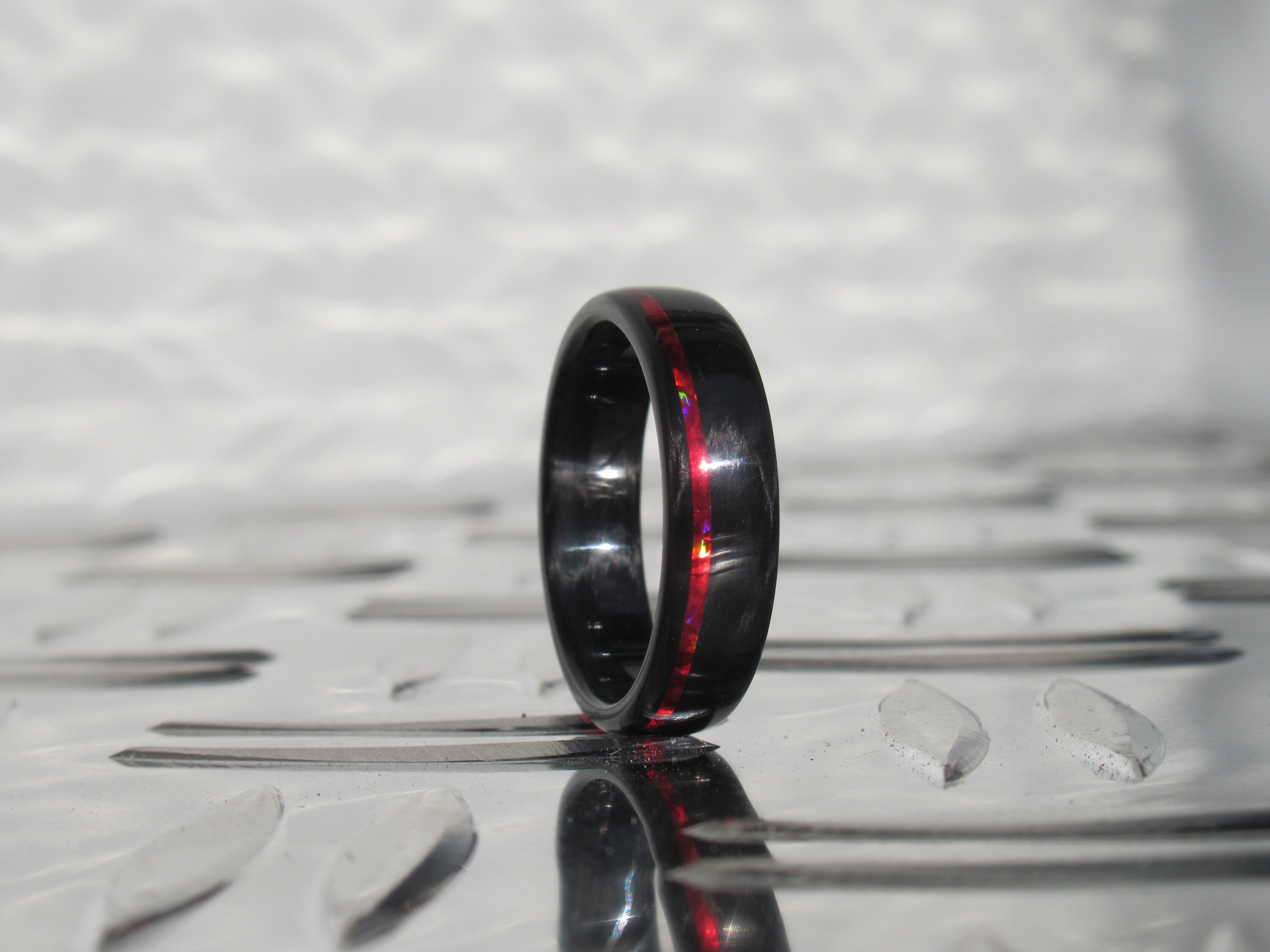 Black and Red Ring Red Carbon Fiber Ring Carbon Engagement Etsy