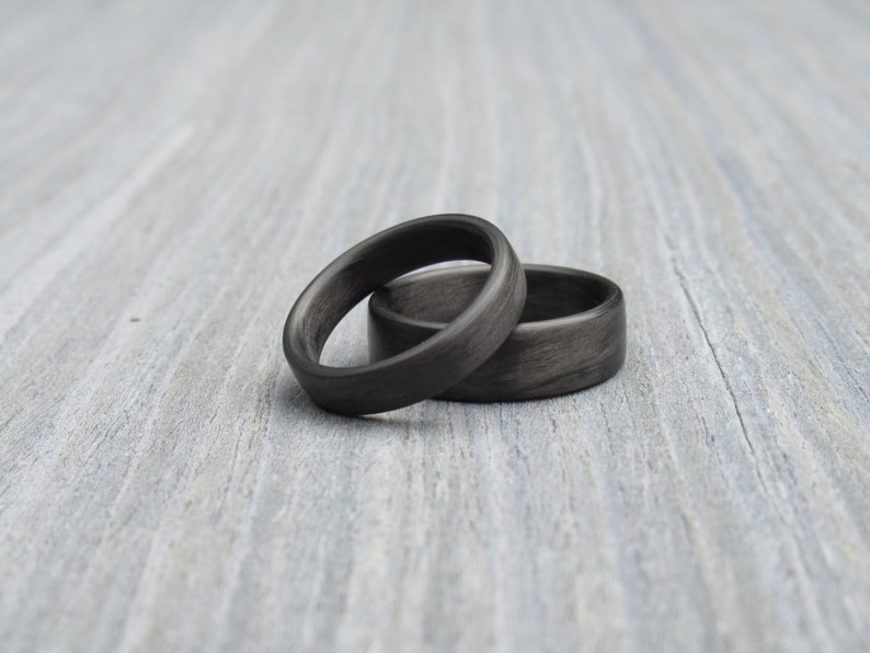 Wedding Ring for Him, Mens Wedding Band, Carbon Fiber Ring, Minimalist Ring, Boyfriend Ring, Black Ring, Industrial Band, Boyfriend Gift image 3