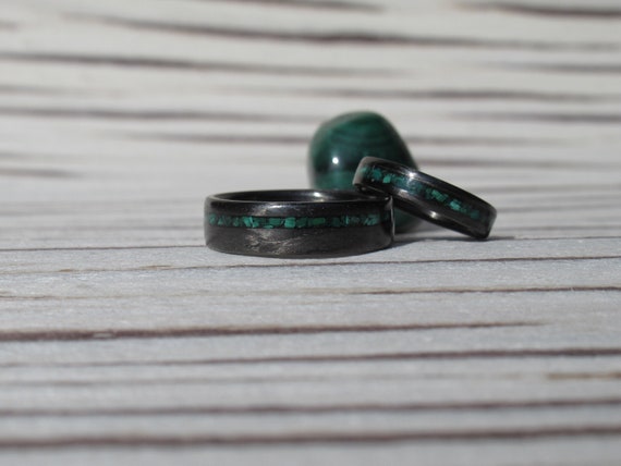 Matching Rings for Couples Malachite Set Birthstone Rings