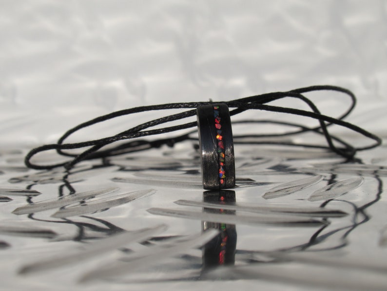 Opal Necklace His or Hers Gift Carbon Fiber and Opal Pendant Best Friend Gifts