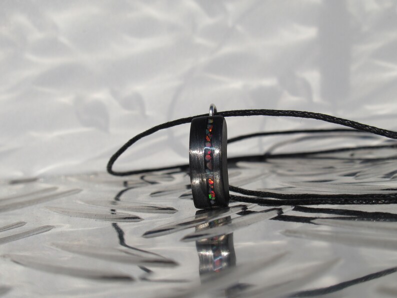 Opal Necklace His or Hers Gift Carbon Fiber and Opal Pendant Best Friend Gifts