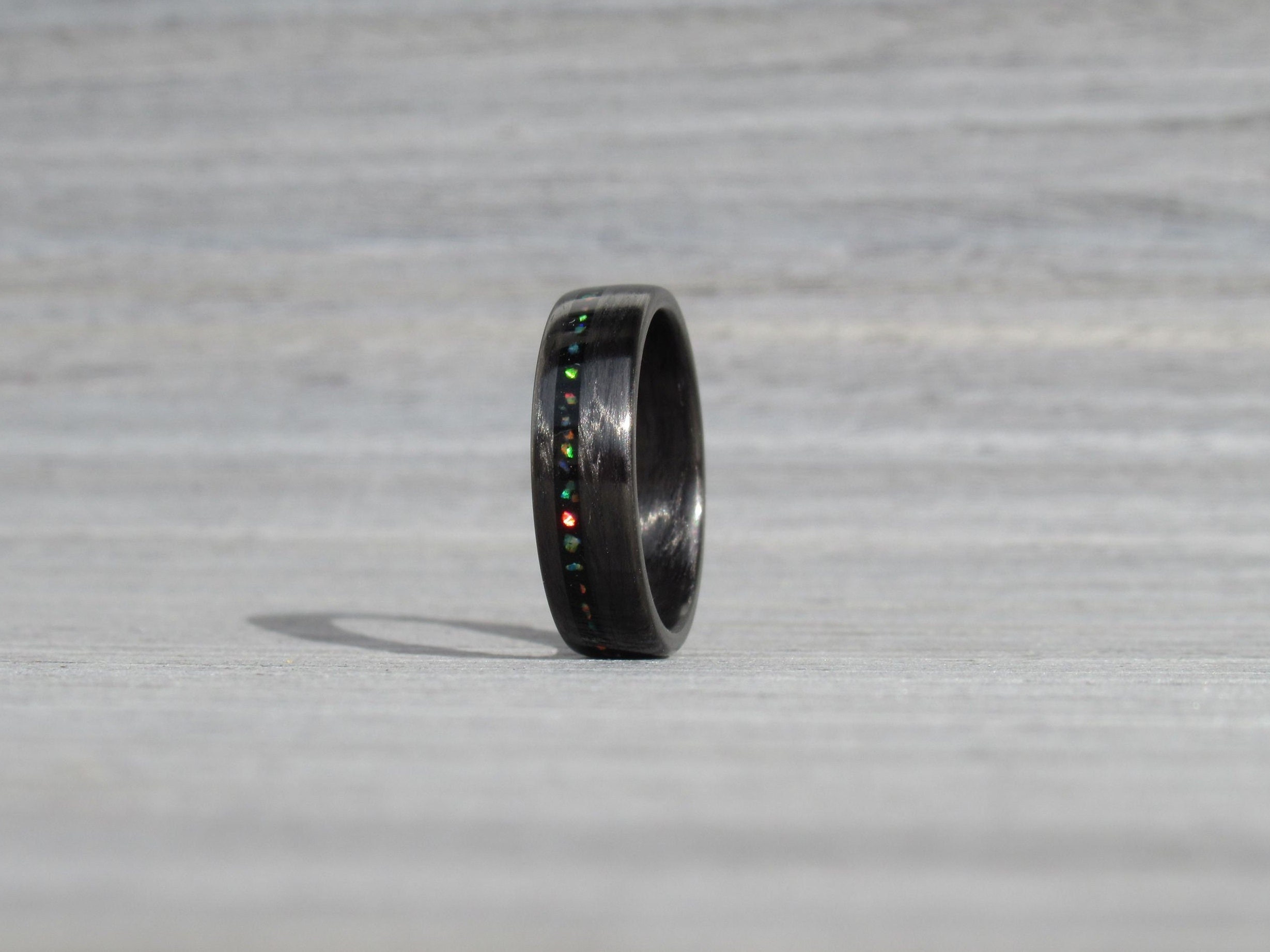 Black Tourmaline Carbon Fiber Ring