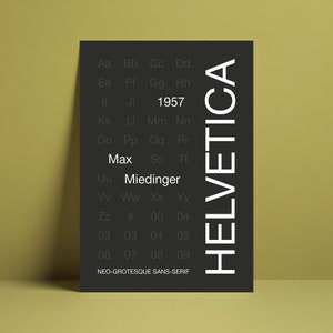 Helvetica Typeface | Font Chart | Typography | Digital Download Print