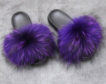 purple fluffy slides