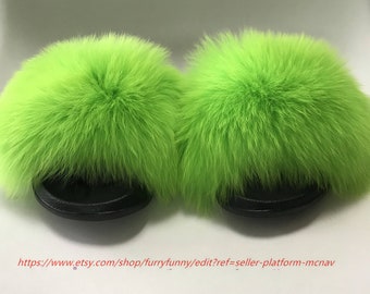 green fluffy sliders