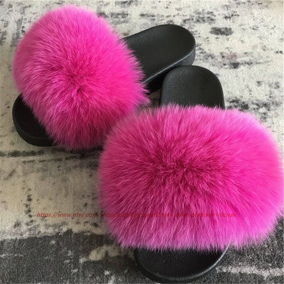 hot pink fuzzy slippers