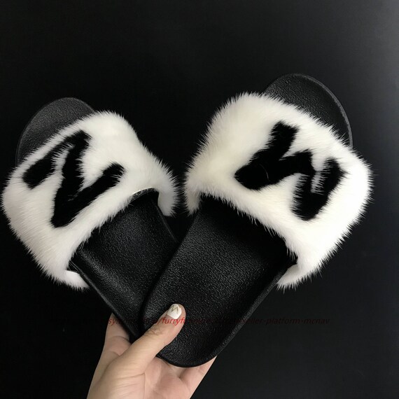 Real mink fur slides Clearance