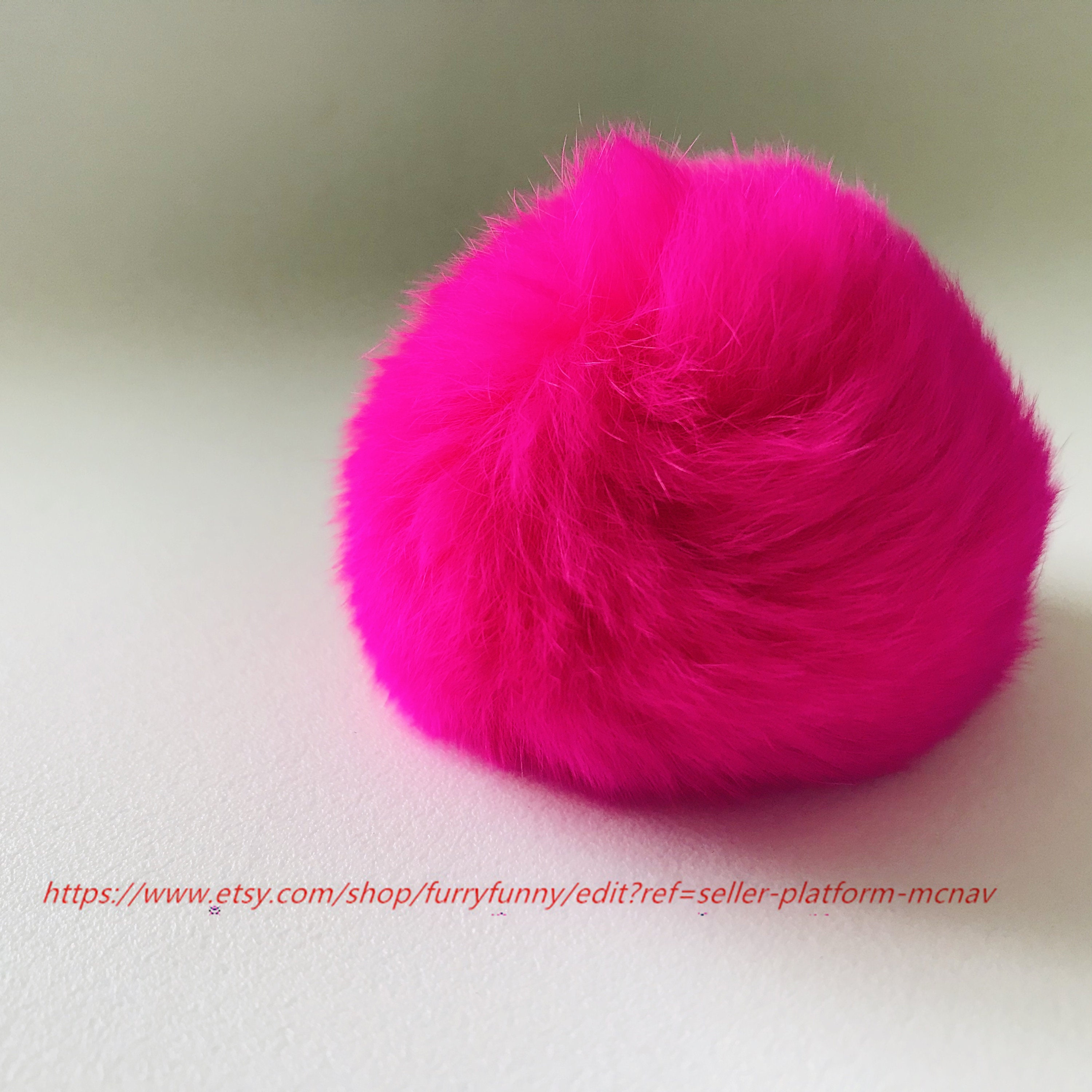 1 LOT Cat Real fur Ball Toy Hot Pink Pom Ball With Small Etsy