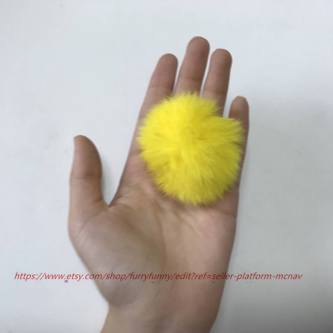 1 LOT Cat Real fur Ball Toy Yellow Pom Ball With Small Elasic Etsy