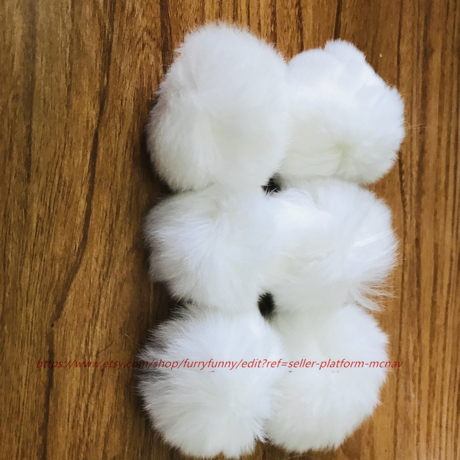 1 LOT Cat Real fur Ball Toy White Pom Ball With Small Elasic Etsy