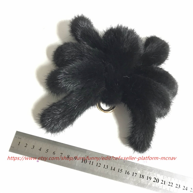 18cm Spider Real Mink fur Soft Cute Toy Keychain Bag Charm Car Keyring