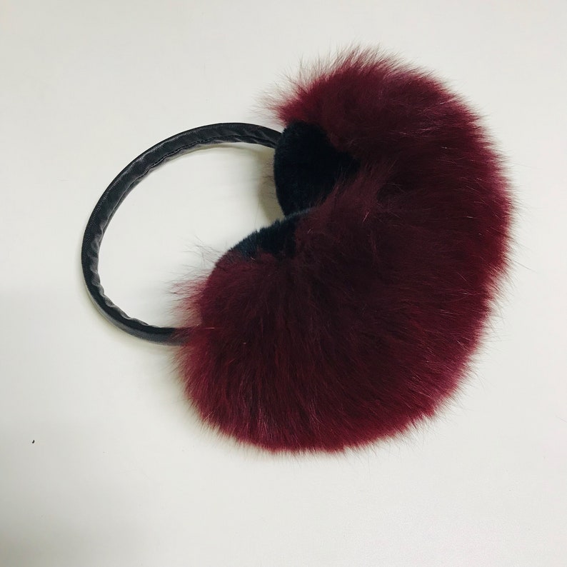 Burgundy Color Earmuff Double Size Real Fox Fur Rex Rabbit Fur Earmuffs Unisex Ear muff Earphone Ear Muff