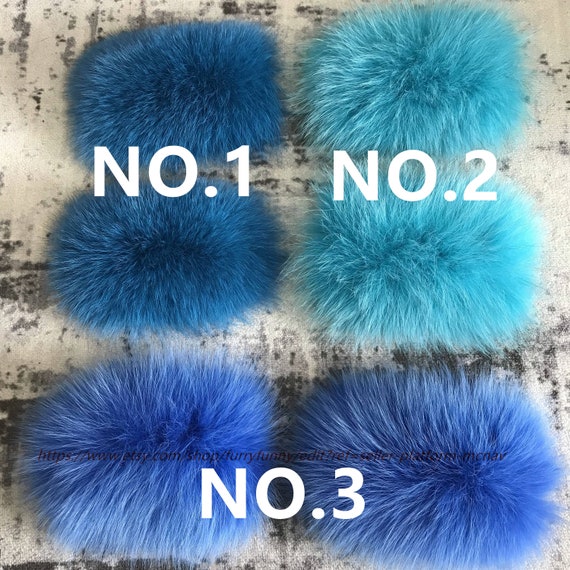 blue fur slippers