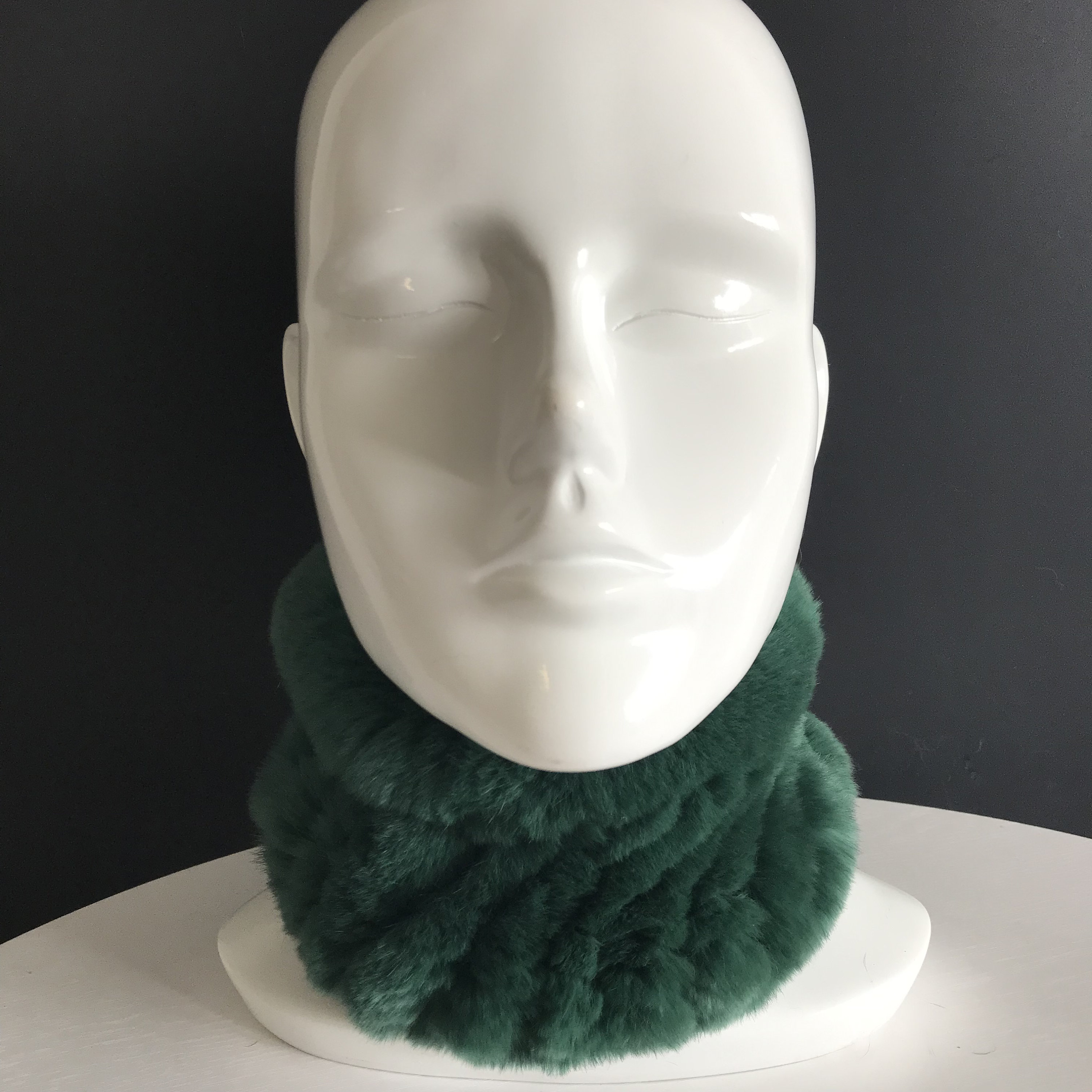 Green Real Rex Rabbit Fur Collar Knit stretched rabbit Fur Etsy