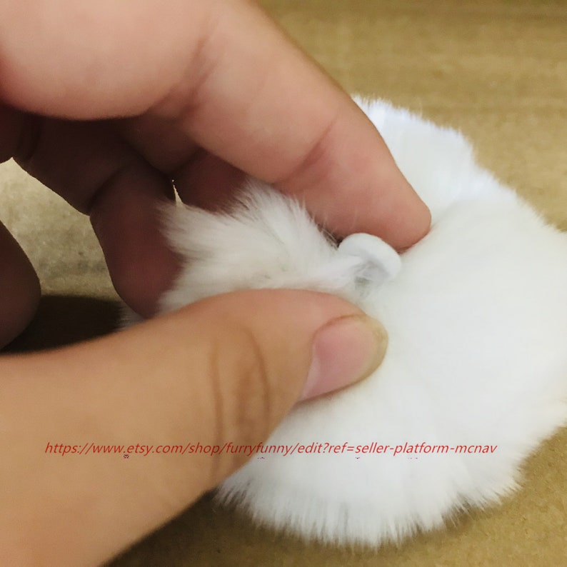 1 LOT Cat Real fur Ball Toy White Pom Ball With Small Elasic Etsy