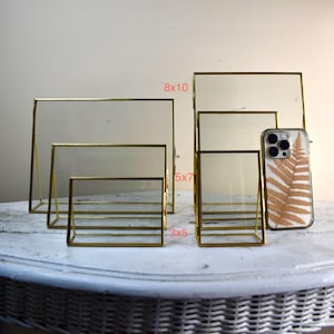 Gold Brass Glass Float Frame Floating Frame Table Top frame for pressed flowers